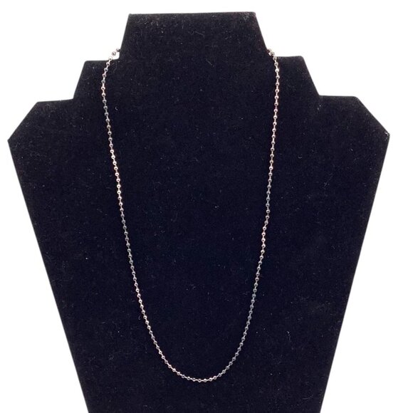 925 Sterling Silver 18in Bead Chain Necklace Black & Rose Gold Tone - Picture 1 of 9